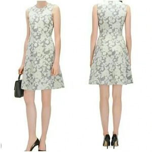 Hugo Boss Grey and White Knee Length Midi Floral Dress size 10